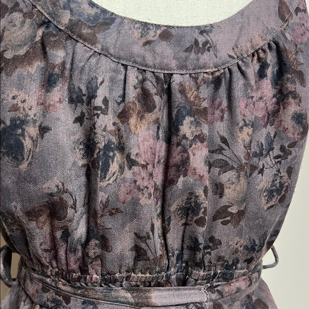 Forever 21 Floral Belted Mini Dress - Gray and Pink - Picture 13 of 15